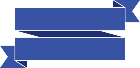 Blue Layered Ribbon Banner Label - Flat Design Illustration	