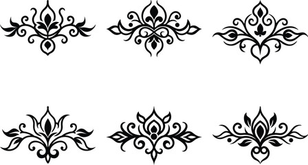 Baroque Swirl Accent ornament set on white background