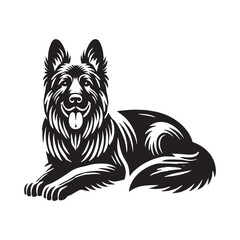 Silhouette of German Shepherd - Minimalist German Shepherd Vector - Illustration of German Shepherd.