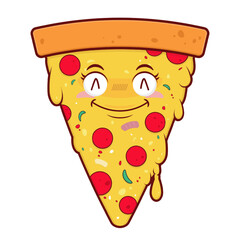 pizza smile face cartoon cute