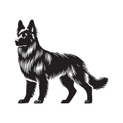 Silhouette of German Shepherd - Minimalist German Shepherd Vector - Illustration of German Shepherd.