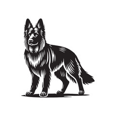 Silhouette of German Shepherd - Minimalist German Shepherd Vector - Illustration of German Shepherd.