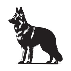 Silhouette of German Shepherd - Minimalist German Shepherd Vector - Illustration of German Shepherd.