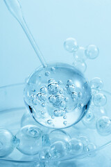 Abstract cosmetic laboratory. An artistic close-up of transparent molecules