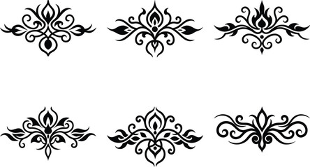 Obraz premium Baroque Swirl Accent ornament set on white background
