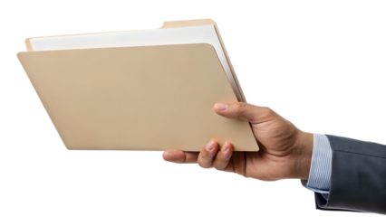 Hands holding folder for a business message