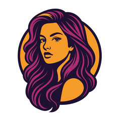 Beautiful woman vector design with long curly hair  