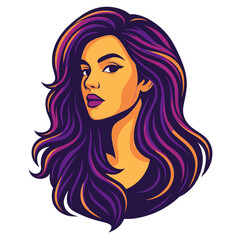 Beautiful woman vector design with long curly hair  