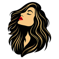 Beautiful woman vector design with long curly hair  