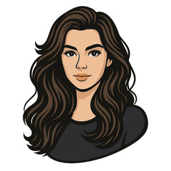 Beautiful woman vector design with long curly hair  