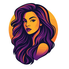 Beautiful woman vector design with long curly hair  