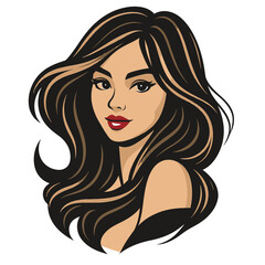 Beautiful woman vector design with long curly hair  