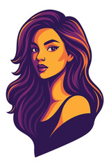 Beautiful woman vector design with long curly hair  