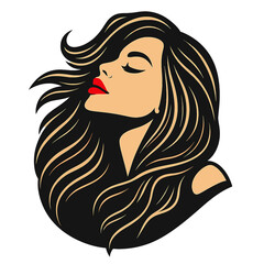 Beautiful woman vector design with long curly hair  