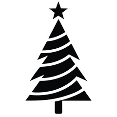 Obraz premium Minimalist Black Christmas Tree Icon Isolated On White Background For Festive Designs.