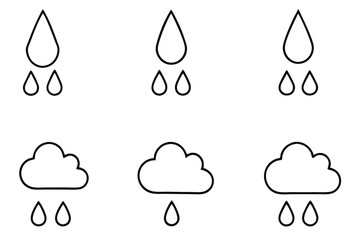 Rainwater Line Art Simple Drawing for Nature and Weather Illustration  