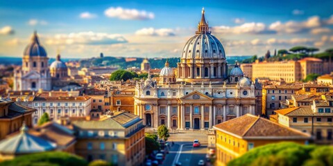Fototapeta premium A Miniature Masterpiece TiltShift Photography Captures the Majestic San Pietro Basilica in Rome Italy A Stunning