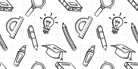 Handdrawn Educational Doodle Seamles Pattern