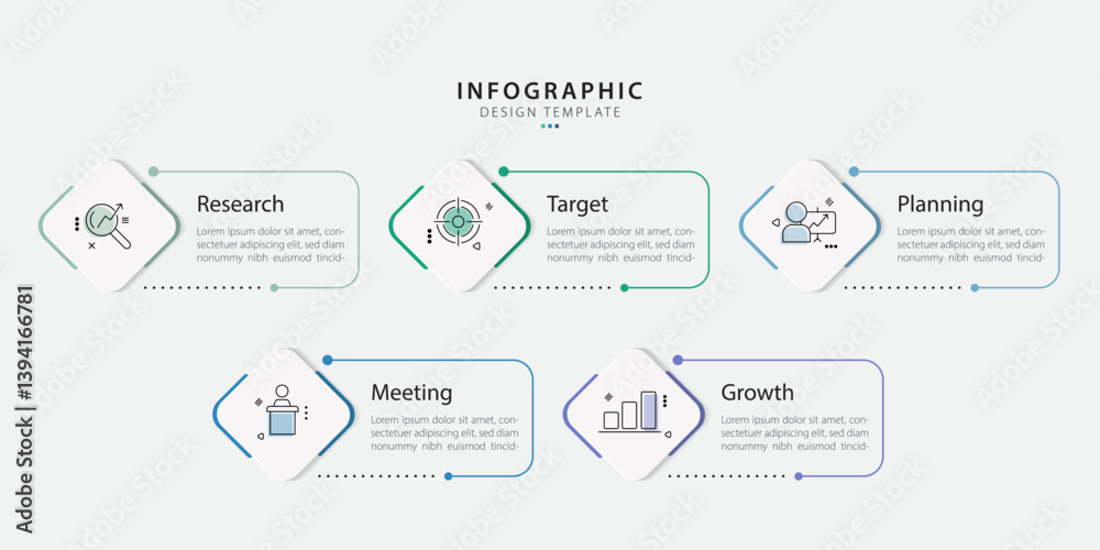 Poster timeline creator infographic template. 5 step timeline journey, calendar flat simple infographics de