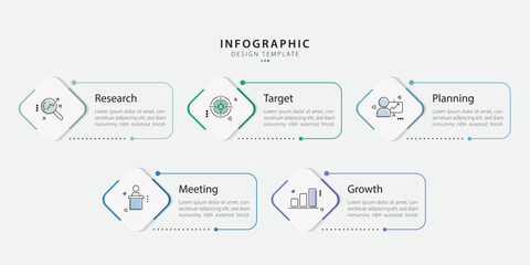Timeline Creator infographic template. 5 Step timeline journey, calendar Flat simple infographics design template. presentation graph. Business concept with 5 options, vector illustration.