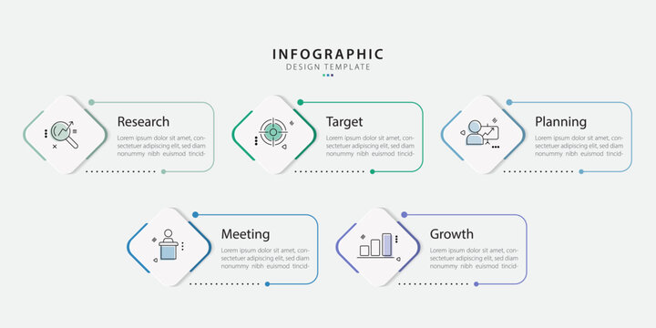 Timeline Creator infographic template. 5 Step timeline journey, calendar Flat simple infographics design template. presentation graph. Business concept with 5 options, vector illustration.