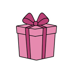 Pink Gift Box with Bow Vector Illustration Design