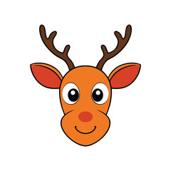 Cute Reindeer Face Vector Illustration for Christmas Designs