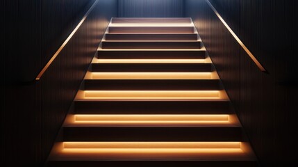 Modern staircase design with integrated lighting illuminating the way up