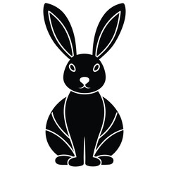 Black And White Rabbit Icon Graphic Vector Illustration Design Element.