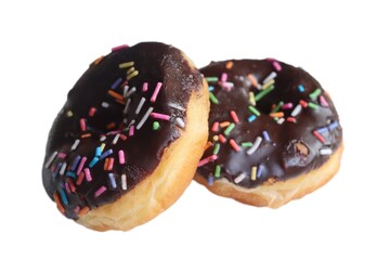 Chocolate donut baked bakery homemade isolated on white background