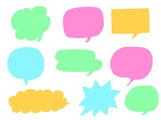 手描きあしらいセット　吹き出し　カラフル