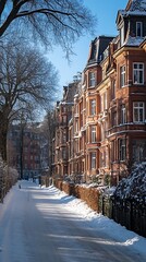 Snowy European Street Scene