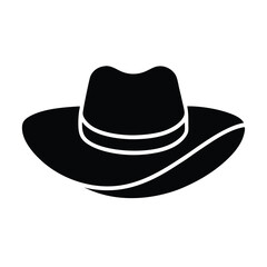 Silhouette Icon Of Cowboy Hat Western Style Headwear Apparel Fashion Accessory.