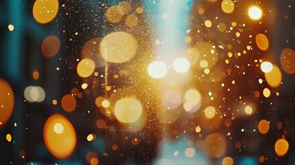 Cinematic warm lighting with detailed light refraction through golden blurred background, dynamic...