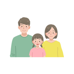 三人家族のシンプルなイラスト
