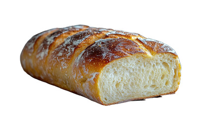 Artisanal Bread: A freshly baked loaf of artisanal bread is beautifully presented, displaying its golden-brown crust and soft, airy interior, evoking warmth and the simple pleasures of life.
