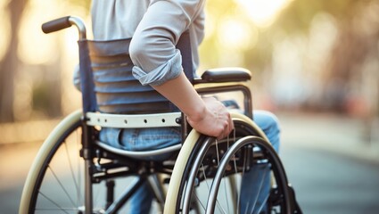Obraz premium Person in Wheelchair Outdoors Accessibility and Independence