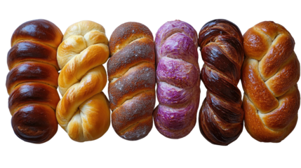Artisanal Bread Selection: Showcase the art of baking with a diverse assortment of freshly baked, intricately braided loaves. A visual feast capturing the essence of culinary mastery