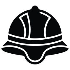 Classic Firefighter Helmet Black And White Vector Graphic Illustration Protection.