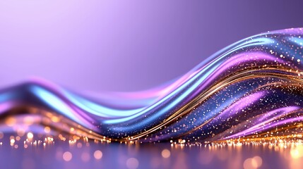 Celestial blue and violet waves with golden details create a stunning background for creative projects