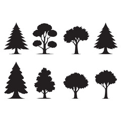 Silhouette Style Vector Trees Design Unique Shape Simple With Tree