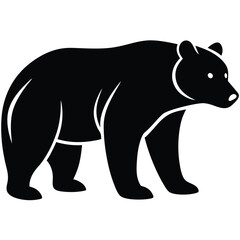 Simple Black Bear Silhouette Vector Illustration Wildlife Animal Design.