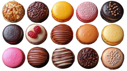 Macarons Delight: A captivating array of vibrant macarons, each a tiny masterpiece of flavor and artistry. From classic almond shells to luscious fillings, a treat for the eyes and the palate.