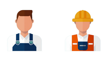 Simple flat vector icon set of workers, labour day concept.