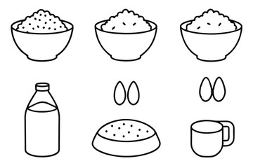 Rice Milk Line Art Minimal Outline for Menu Design  