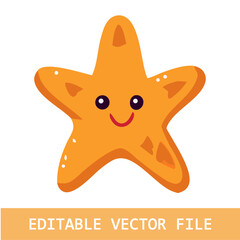 happy cute starfish cartoon clipart on plain white background
