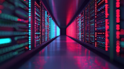 Futuristic super computer core technology showcase data center digital art high-tech environment close-up viewpoint