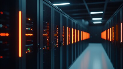 Fototapeta premium Supercomputer analyzing complex datasets in a high-tech server room environment