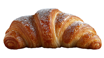 Golden Baked Croissant: Delight in the rich texture and inviting warmth of a perfectly baked croissant, its delicate layers hinting at the buttery, airy interior within.