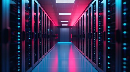 Super computer analyzing complex data in a high-tech server room environment